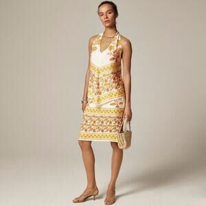 J.CREW Open-back halter top in sunset rose block print Size - XL